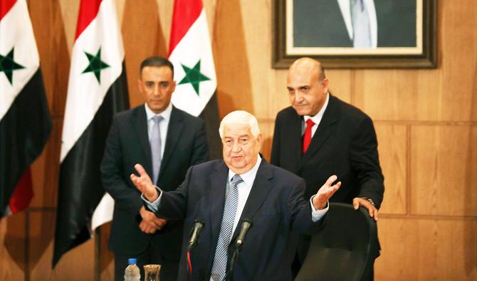 シリアのワリード・ムアッリム外相はダマスカスで、シリア国民が望む限りバシャール・アサドは大統領に留まると語った。 （AFP）