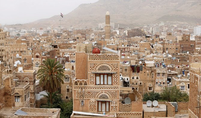2018年7月11日、イエメンのサナア旧市街の泥煉瓦で建てられた家々の眺め。2018年7月11日撮影。（ロイター）
