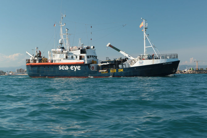 非政府組織「シーアイ」による移民救助活動が進められ、2020年9月11日に、救助船「アラン・クルディ」号のリビア沿岸沖での航行が確認されている。（AFP提供のシーアイ資料）
