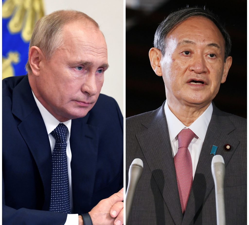 プーチン政権は、菅氏が対ロ外交に熱心だった安倍氏の路線を継続し、対話を重視するよう期待。(AFP)