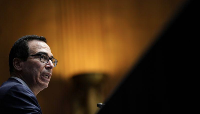 スティーブン・ムニューシン米財務長官は、四半期毎の議会への新型コロナウィルス経済救済法(CARES Act)報告書を尋問する銀行・住宅・都市委員会(Banking, Housing, and Urban Affairs) 委員会の上院公聴会で証言した。米国ワシントンDC、2020年9月24日(ロイター)