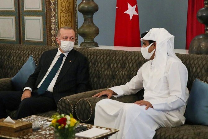  トルコのレジェップ・タイイップ・エルドアン大統領が、カタールのシャイフ・タミーム・ビン・ハマド・アール・サーニー首長とドーハで会談。（資料／AFP通信）