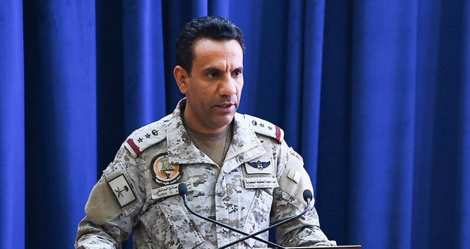 連合軍報道官、トゥルキ・アル・マリキ大佐。〔SPA/資料〕