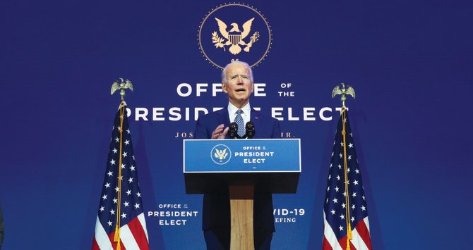 大統領に選ばれたジョー・バイデンは、13ヶ国の市民が米国に入国するのを禁じる大統領令を破棄するつもりであると述べた。（AFP）