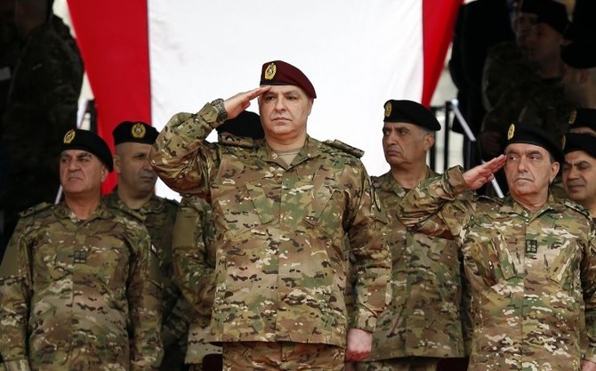 レバノン軍総司令官ジョセフ・アウン司令官（C）。(写真/AFP)