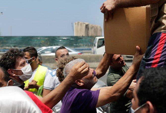コロナウイルスのパンデミックがレバノンの経済的苦境に拍車をかける中、緊急援助に頼るレバノン人の数は増加している。（AFP通信）