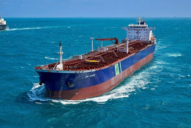 シンガポール船籍の石油タンカーBW Rhine号はハフニア社が保有・運行する。（AP通信）