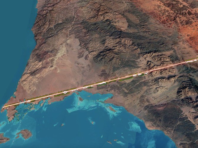 The Lineの開発は全長およそ170kmに及び、最大でも20分のカーレス通勤を約束する。(NEOM)