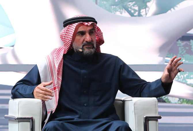 サウジアラビアのリヤドで開催されている第4回年次フューチャー・インベストメント・イニシアチブで話すサウジ・パブリック・インベストメント・ファンドのヤセル・アルルマイヤン総裁。2021年1月27日。(ロイター)