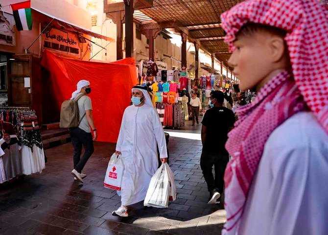 ドバイグランドマーケットにある地元の商店。湾岸都市ドバイにて。2021年1月6日撮影。（AFP）