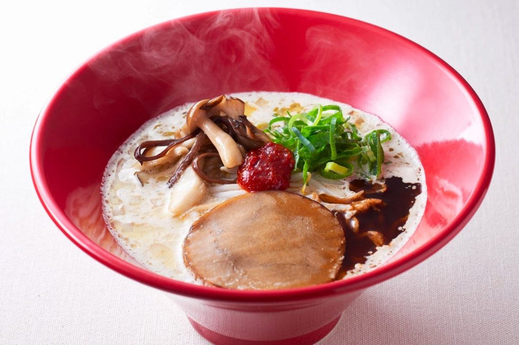 この最新の植物ベースのラーメン「赤丸」は、2月1日から10.60米ドルで売り出される。（一風堂）