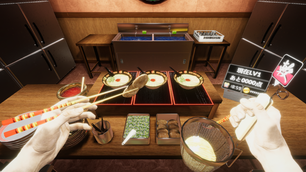 このバーチャルリアリティゲームは飲食店で働く充実した体験も提供する。(トリコル)