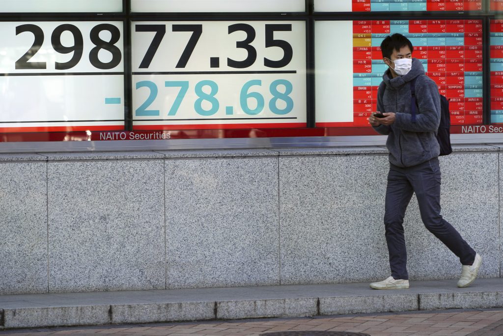 日本株は水曜日に下落して7営業日ぶりに節目の3万円を下回った。(資料写真/AP通信)
