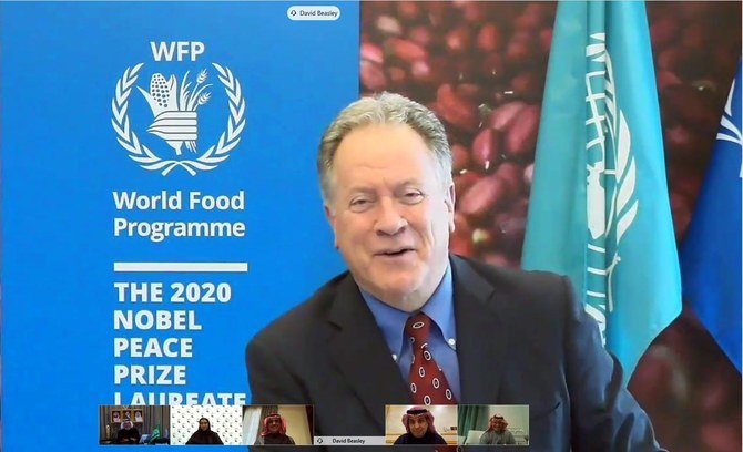 世界食糧計画（WFP）のデイビッド・ビーズリー事務局長は、サウジアラビアがイエメンの最も困窮している市民のために効果的な食料援助を提供することに対し、心から感謝の意を表した。（スクリーンショット）