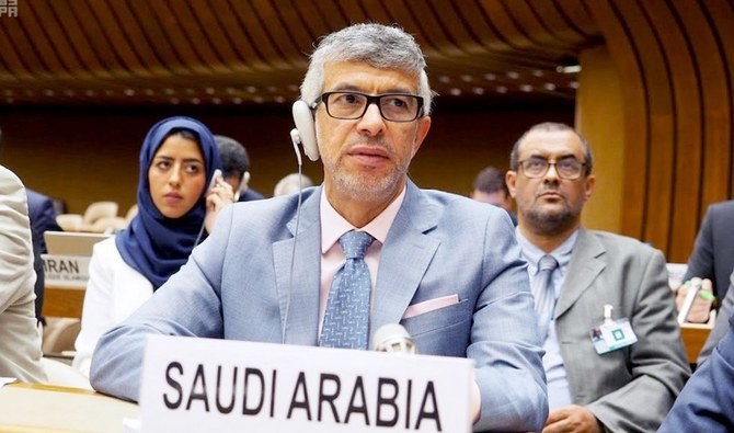 ジュネーブで開催された第46回人権理事会において発言するサウジアラビアのアブドゥル・アジズ・アル＝ワゼル国連常駐代表。(写真/SPA)
