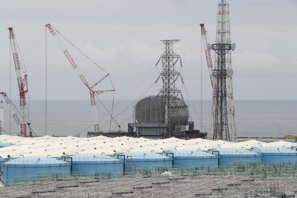 福島県大熊町にある津波の被害を受けた東京電力（tepco）福島第一原子力発電所の放射線汚染水の貯蔵タンク。（AFP）