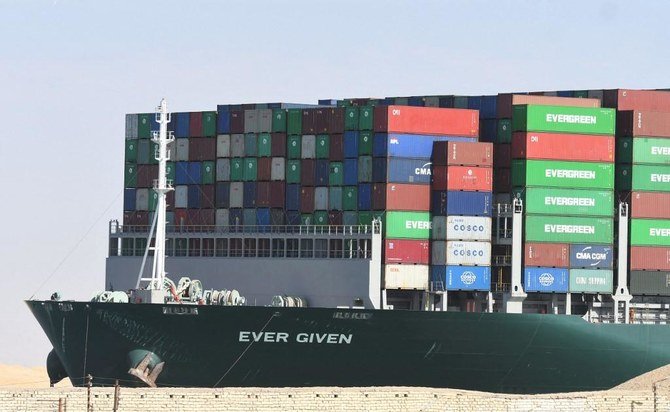 エバーギブン号の船主は、エジプトによる同船の差し押さえに対し、イスマイリア経済裁判所に控訴した。             (AFP通信)