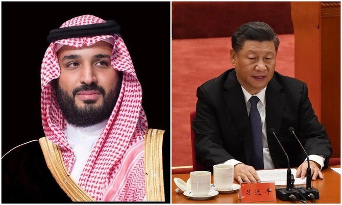 サウジアラビアのムハンマド・ビン・サルマン皇太子が中国の習近平大統領と関係強化に向けて会談を持った。（ファイル/SPA/AFP）