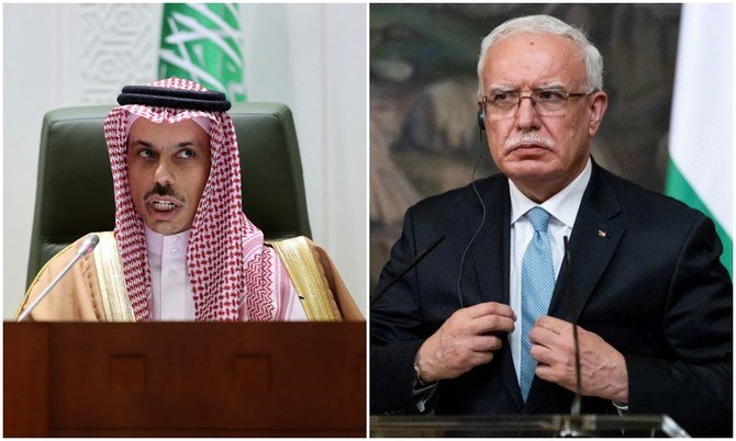 サウジアラビアの外相が金曜、パレスチナ自治政府外務庁のリアード・アルマリキ長官と電話で話した。