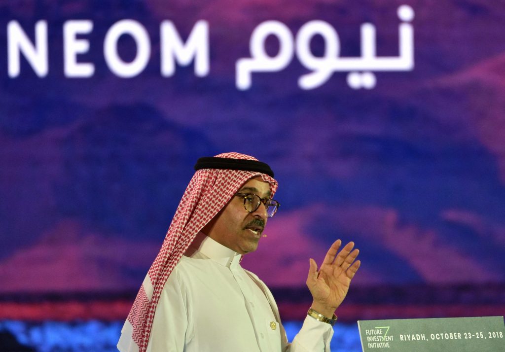 NEOMのナドミ・アル・ナスルCEOはグリーン水素を日本へ輸出することに強い関心を示しており、サウジアラビアは将来、そのパートナーシップを強化することを目指している。（AFP）