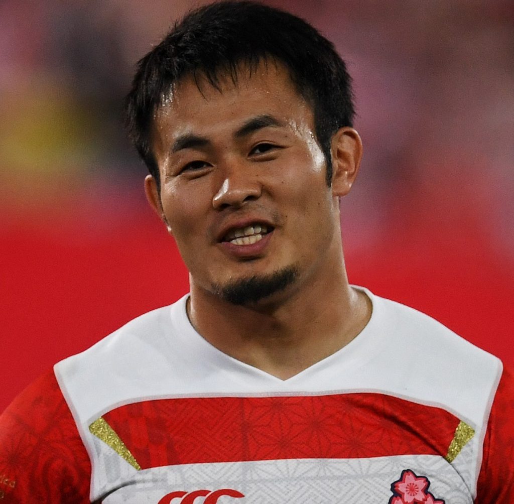 2019年9月6日、熊谷の熊谷ラグビー場で行われた日本と南アフリカの親善試合前に撮影された、日本の福岡堅樹。(AFP)