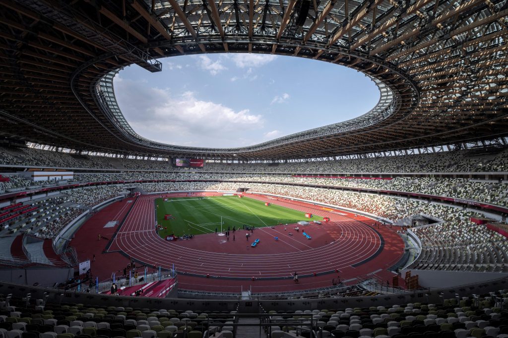2020年東京オリンピックに向けた陸上競技のテストイベントでの国立競技場の全景。 (AFP)