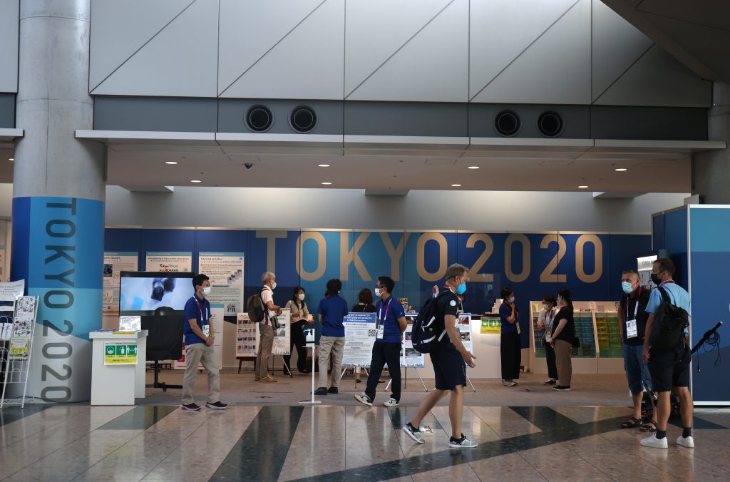 2021年7月19日、東京2020五輪大会に先立ち、東京で実施された報道関係者代表団のためのガイド付き管理ツアーの間に撮影した一般的風景。（資料写真/ロイター）