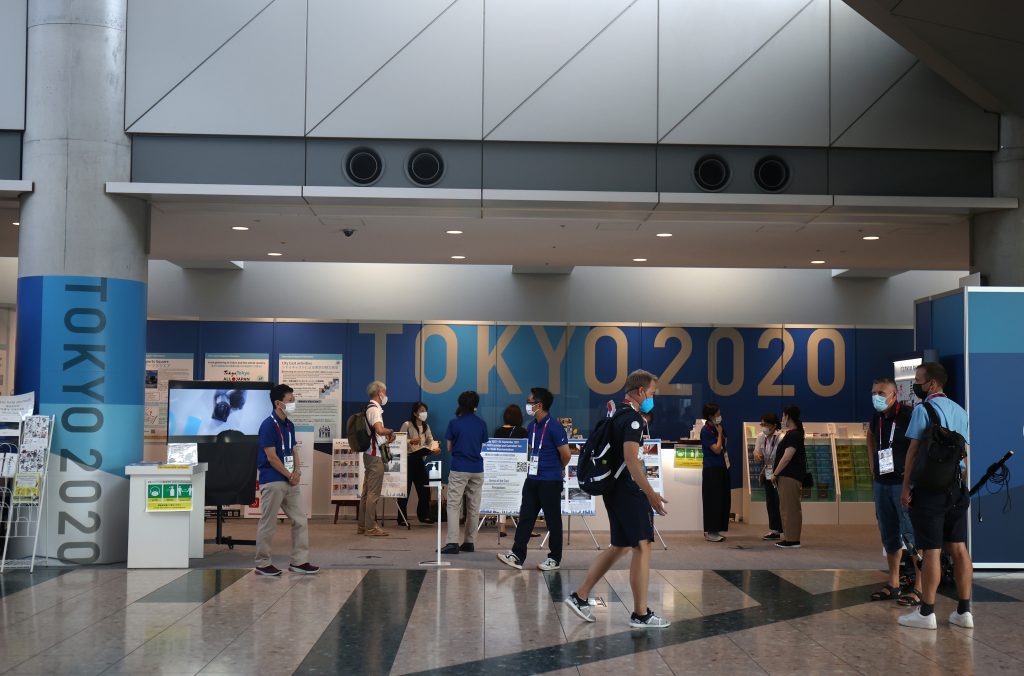 2021年7月19日、東京2020五輪大会に先立ち、東京で実施された報道関係者代表団のためのガイド付き管理ツアーの間に撮影した一般的風景。(資料写真/ロイター)