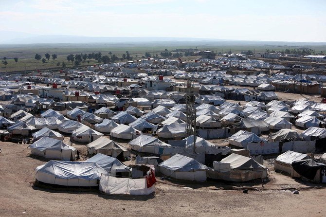 2019年4月2日、シリア、ハサカのアルホル難民キャンプ。（ロイター）