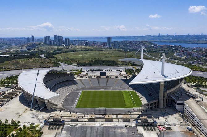 2020年5月30日、トルコ・イスタンブールのアタチュルク・オリンピックスタジアムの空からの眺め。（AP画像）
