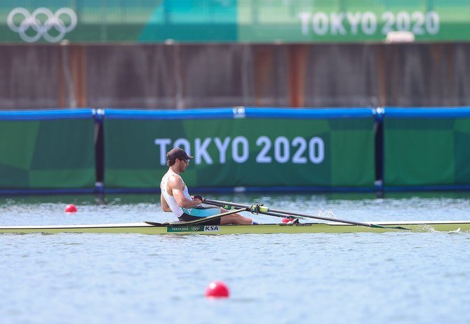 東京の海の森水上競技場で試合中のフセイン・アリレザ選手。（サウジアラビアオリンピック委員会提供）