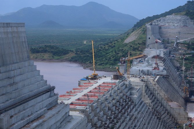 2019年9月26日、エチオピアのベニシャングルグムズ州グバ（ウォレダ）のナイル川に建設された大エチオピア・ルネサンスダム。（ロイター）