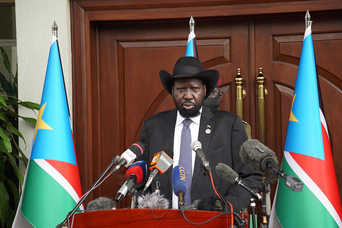 南スーダン、ジュバにある議事堂で行われた記者会見で話す、南スーダンのサルヴァ・キール大統領（File/AFP）