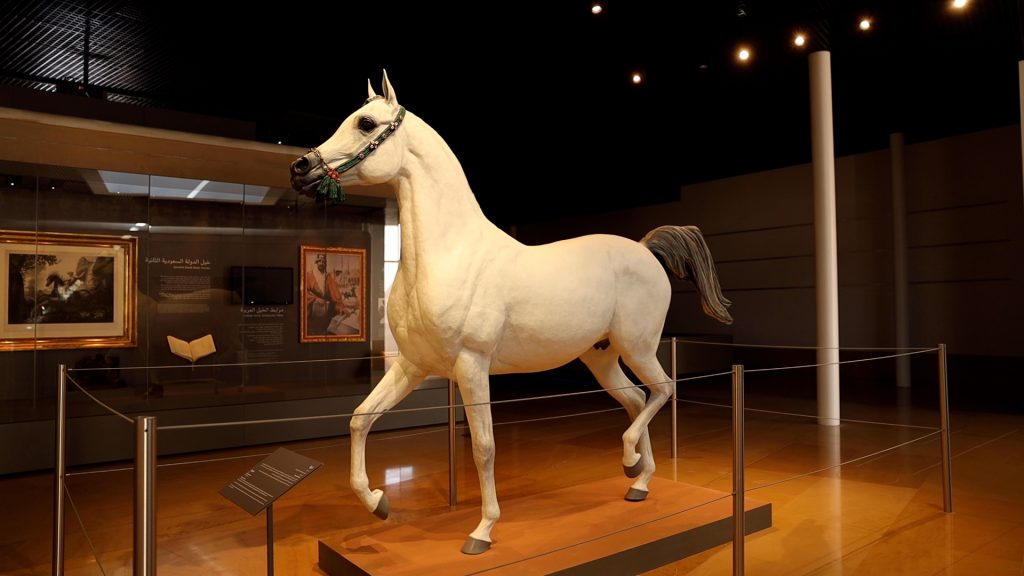 アラビア馬博物館には、アブドルアジーズ国王が英国王ジョージ6世に贈ったタルファーという名の愛馬の実物大ブロンズ像も展示されている。(撮影:アブドゥラー・アルジャブル)