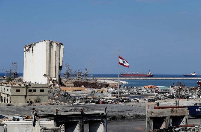  レバノンの首都ベイルートの荒廃した港の全体像。2021年9月14日撮影。（AFP）