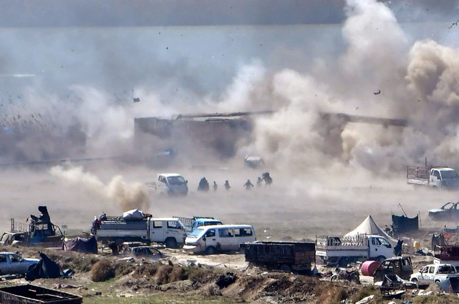 ダーイシュ崩壊直前に激しい爆撃にさらされていたバグズ。（ファイル/AFP）