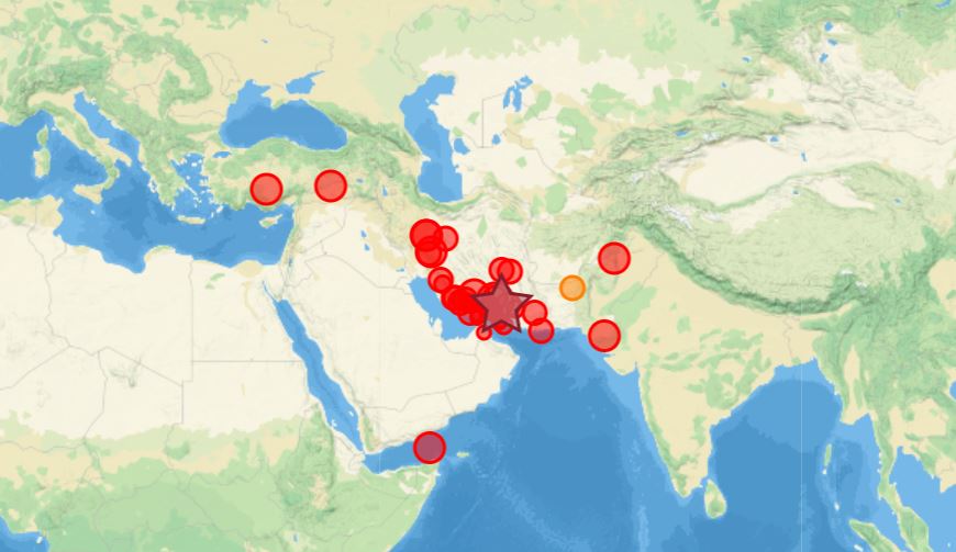 マグニチュード6.5と計測された地震が、イラン南部の都市バンダレ・アッバース近くで発生した。（NMC/スクリーンショット）