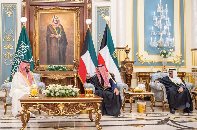 ムハンマド・ビン・サルマン皇太子はクウェートのシェイク・ナッワーフ・アル・アハマド・アル・ジャービル・アル・サバーハ首長と会談した。（SPA）