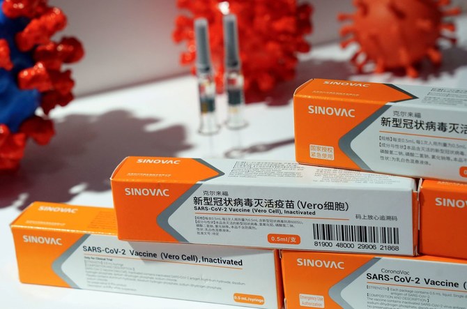 新型コロナの感染拡大を受けて、2020年中国国際サービス貿易交易会（CIFTIS）では、シノバック・バイオテック社のコロナウイルスのワクチン候補を展示するブースが見られた。(ロイター通信/資料写真)