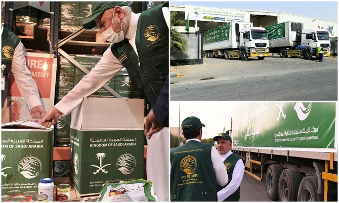 今回の輸送隊の荷物には、イエメンの15州で配布される食料品30,399籠分（3.252トン）も含まれている。（KSrelief）