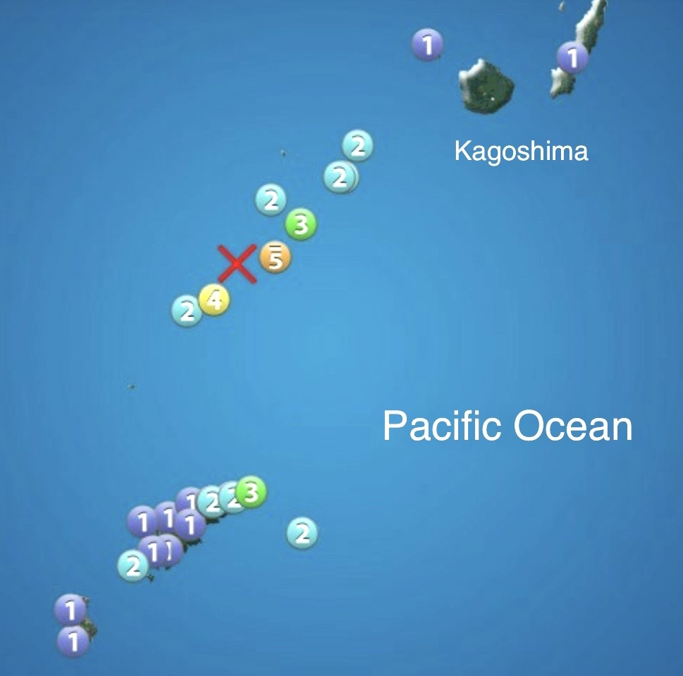 鹿児島・悪石島で震度５強＝津波被害心配なし―気象庁