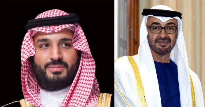 サウジアラビアのムハンマド・ビン・サルマン皇太子は、アブダビのシェイク・ムハンマド・ビン・ザーイド皇太子と電話会談を行った。（ファイル/SPA/Wikipedia）