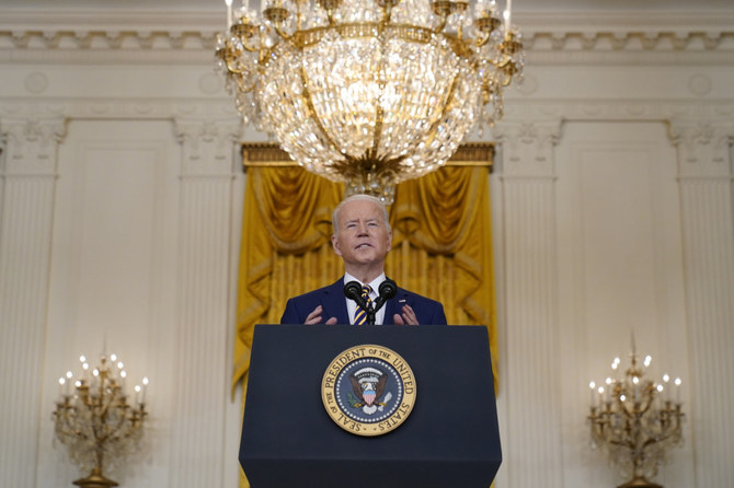 2022年1月19日、ワシントンのホワイトハウスで行われた記者会見で、会見に応じるジョー・バイデン米大統領（AP写真/スーザン・ワルシ