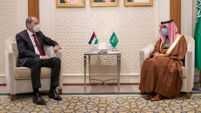サウジアラビアの外務大臣であるファイサル・ビン・ファルハーン王子とヨルダンのアイマン・サファディ外務大臣との会談 (ツイッター)