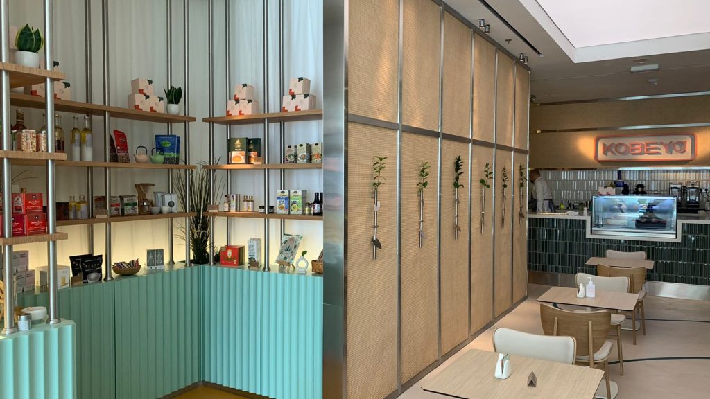 UAEを拠点とするグルテンフリーの日本食レストラン「KOBEYa」のドバイ・マリーナのマリーナ・ゲート新店舗の店内。(ANJP写真)