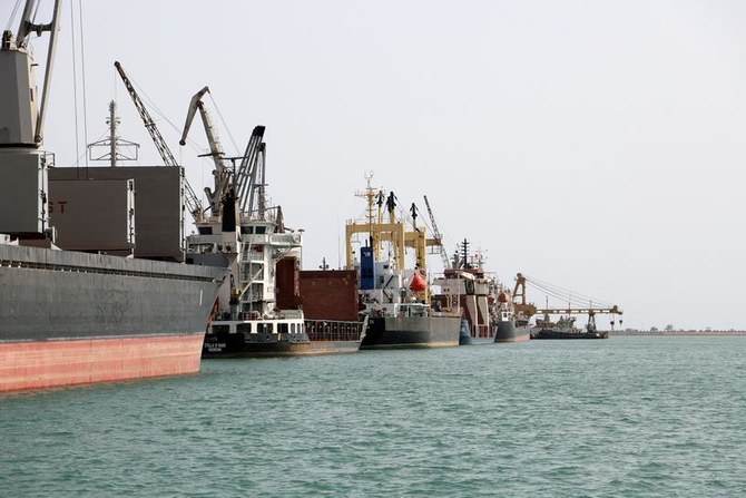 イエメン・フダイダ港に停泊している船舶。2019年5月14日に撮影。貨物船「RWABEE」は、フダイダ県沖を航行中にシージャックされた（写真提供：ロイター通信）