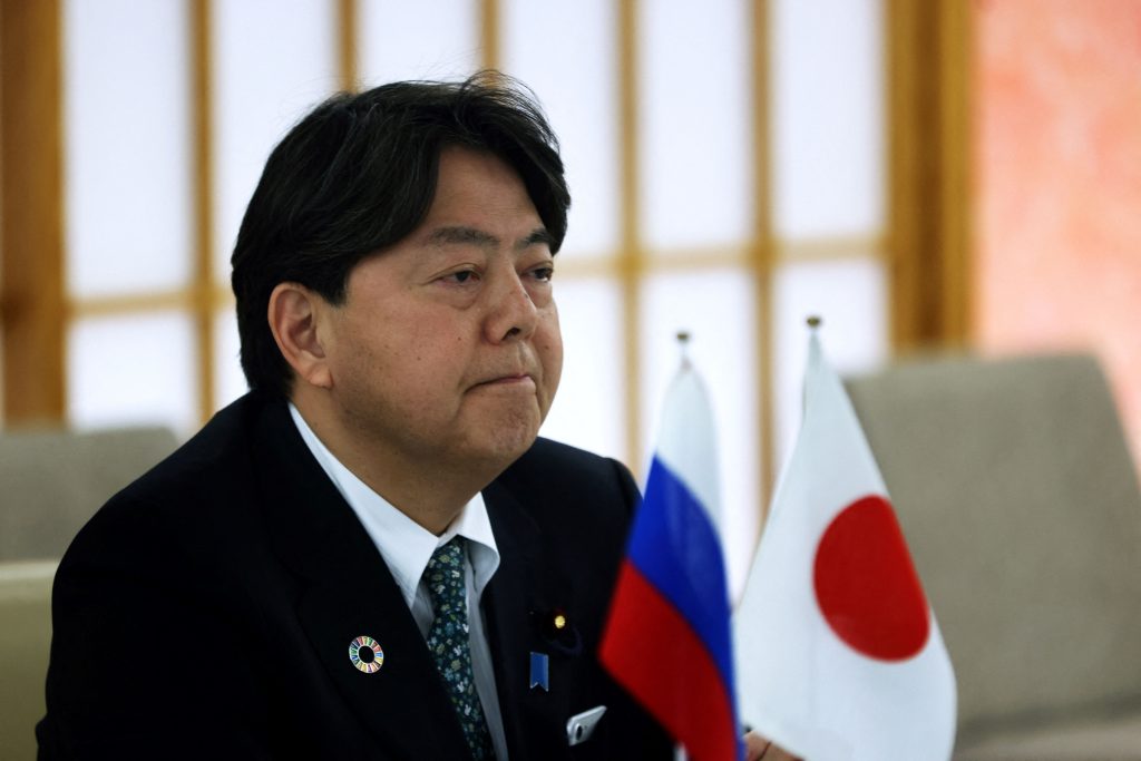 外相会合では、現下の情勢について「欧州の安全保障の問題にとどまるものではない」と述べ、アジア地域への波及に懸念を示した。(AFP)