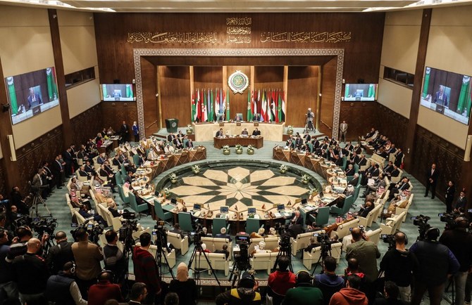 エジプトの首都カイロにあるアラブ連盟本部で会合に参加するアラブの外相たち。（資料写真/AFP）