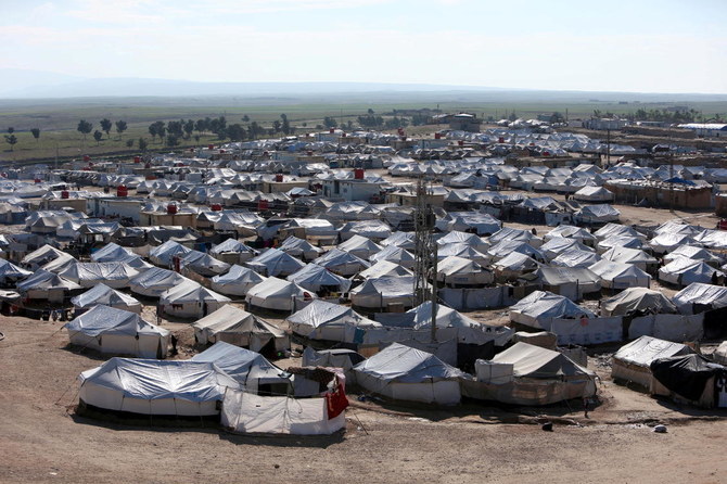 2019年4月2日、シリア・ハサカ県のアル・ホール難民キャンプ。(ロイター)