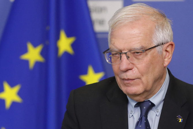 EUのジョゼップ・ボレル外交政策上級代表は、中断は「外的要因のため」と述べた。（AP通信）